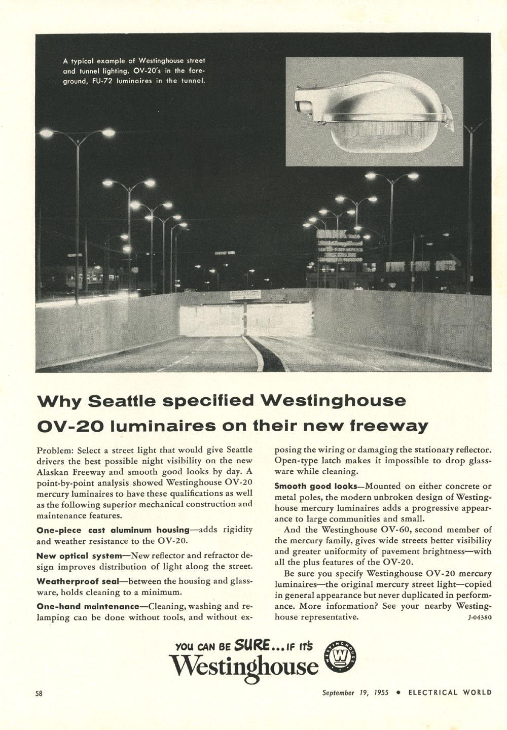 Westinghouse OV-20 streetlight ad